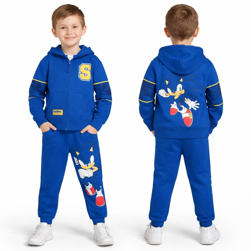 Sonic Boys 6/7 Sweatsuit Set Blue Hoodie Joggers Embroidered NWOT